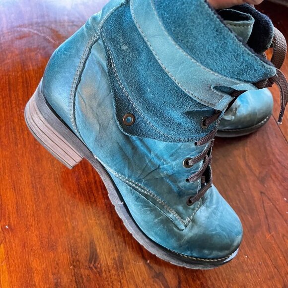 Dromedaris Women's Leather & Suede Ankle Boots -‎ Blue Size 40 - Picture 6 of 11